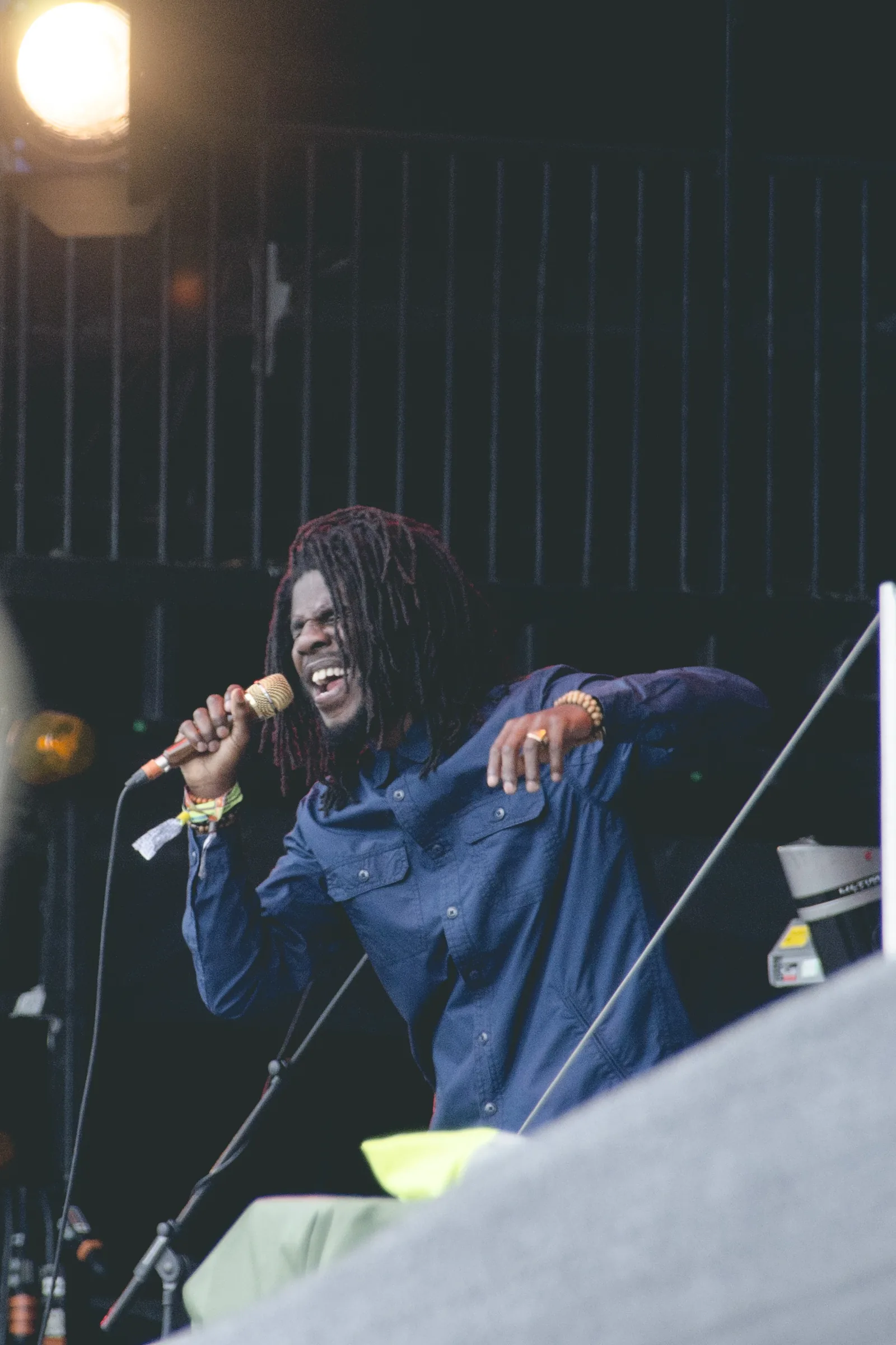 Chronixx performing on the Pyramid Stage at the Glastonbury Festival of Performing Arts 2015 — contemporary Jamaican reggae artist representing the living tradition recognized in UNESCO's inscription of reggae music of Jamaica (File 01398)