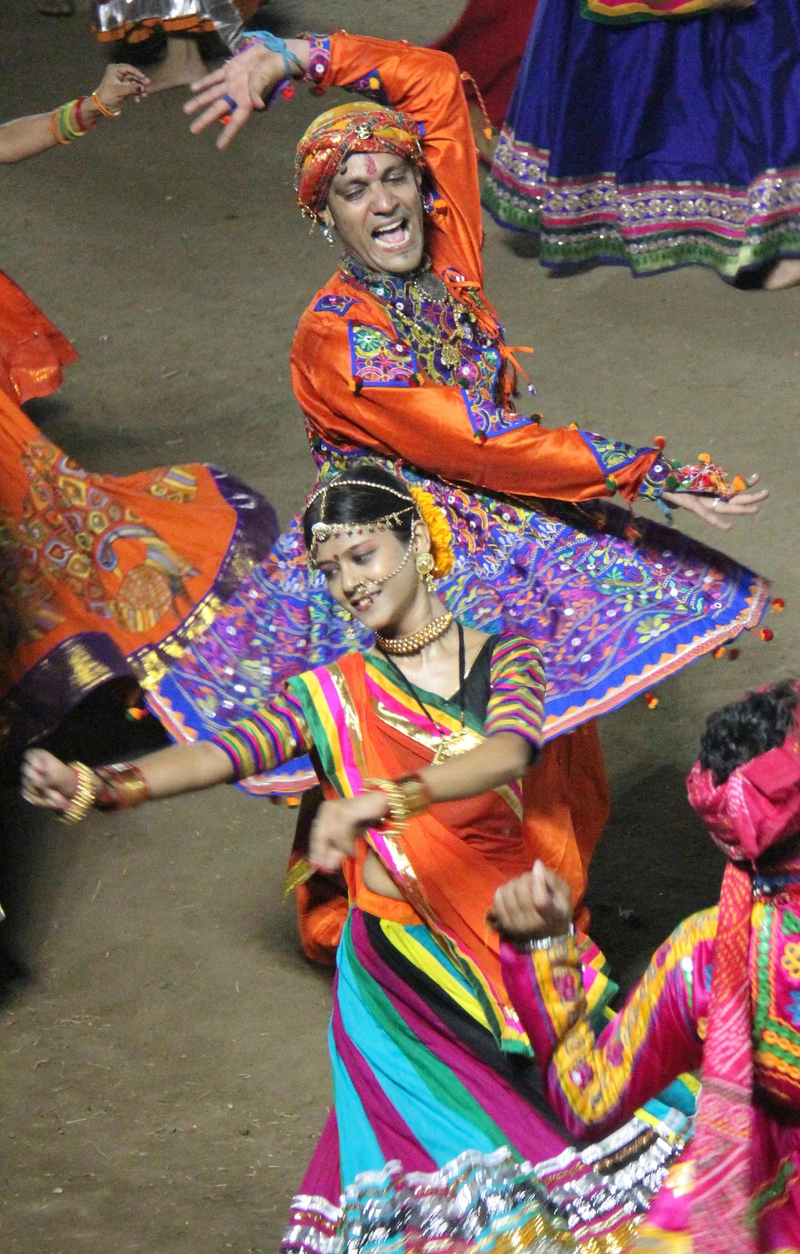 Performers in traditional Gujarat costumes dancing Garba, inscribed on UNESCO's Intangible Cultural Heritage list in 2023