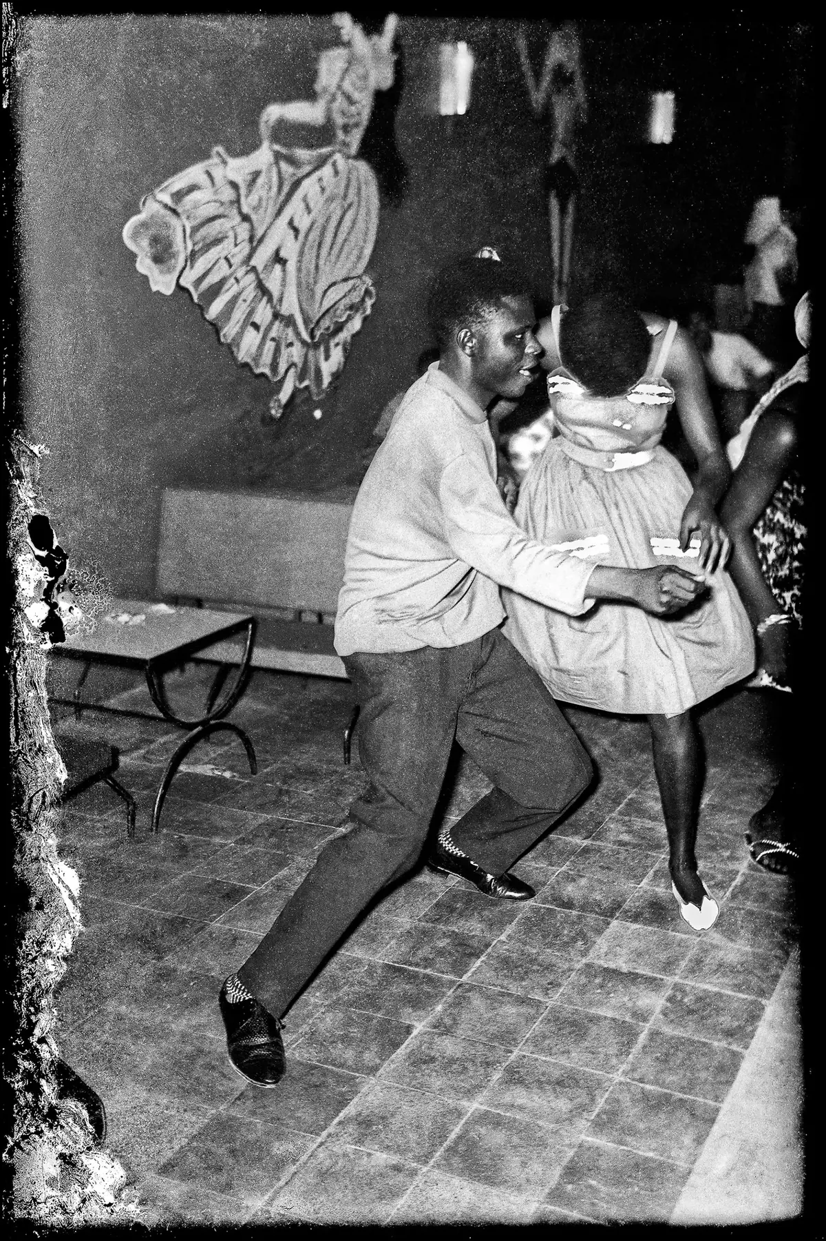 Young Congolese couple dancing rumba in a Léopoldville nightclub, 1960s — UNESCO's 2021 joint inscription of Congolese rumba by Congo and DRC recognized the music that emerged in 1930s-40s Kinshasa and Brazzaville from the encounter of Congolese rhythm with Cuban son, becoming the dominant popular music of sub-Saharan Africa